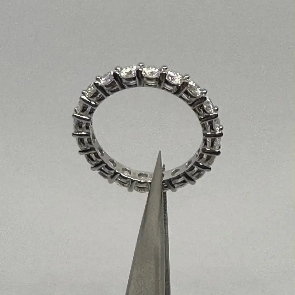 Moissanite Diamond Eternity Band Infinity Ring Pt950 Plated 925 GRA Size 6.5